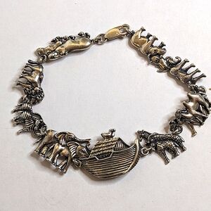 Signed Kabana 925 Sterling Silver Noah’s Ark Link Bracelet‎